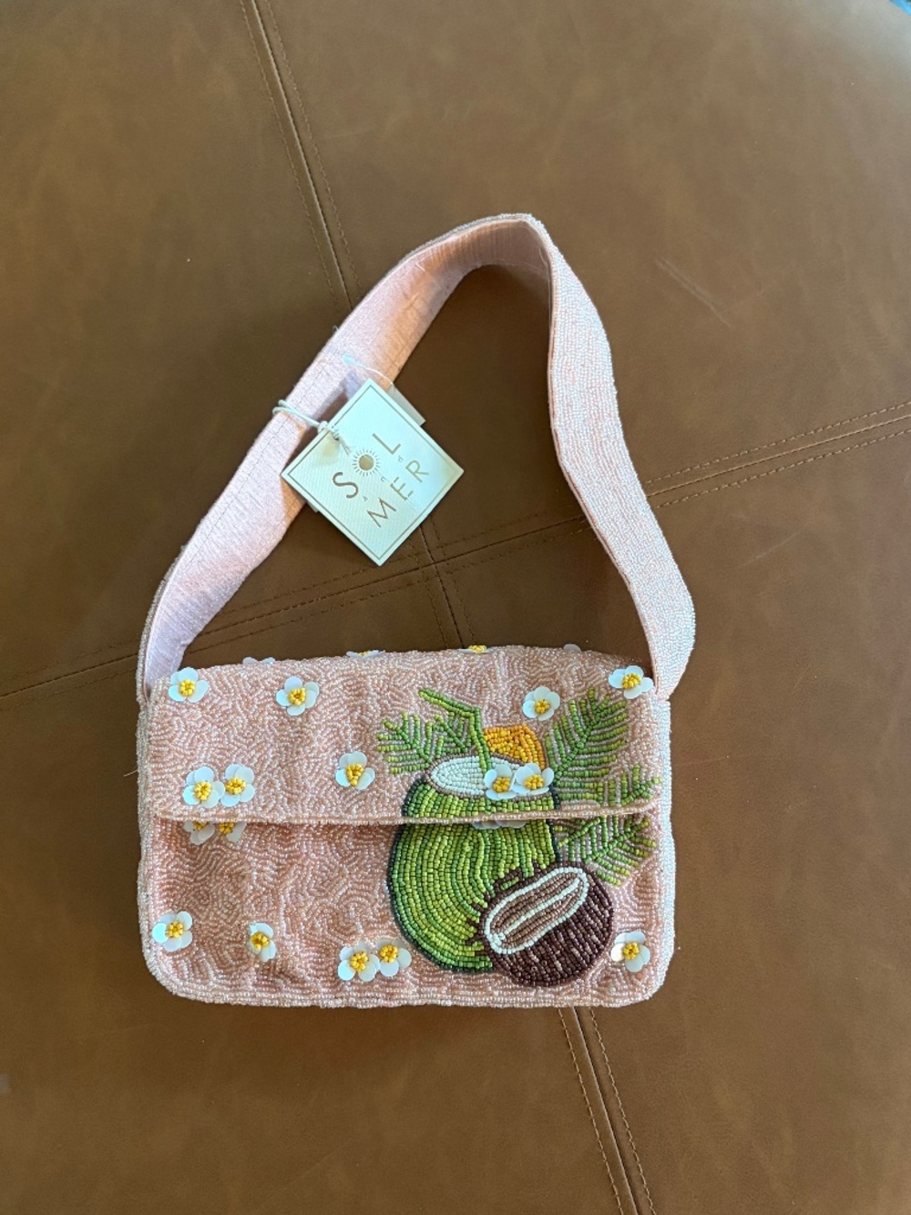 Sol & Mer Coconut Drink Beaded Shoulder Bag Tropical TikTok Famous purse NWT